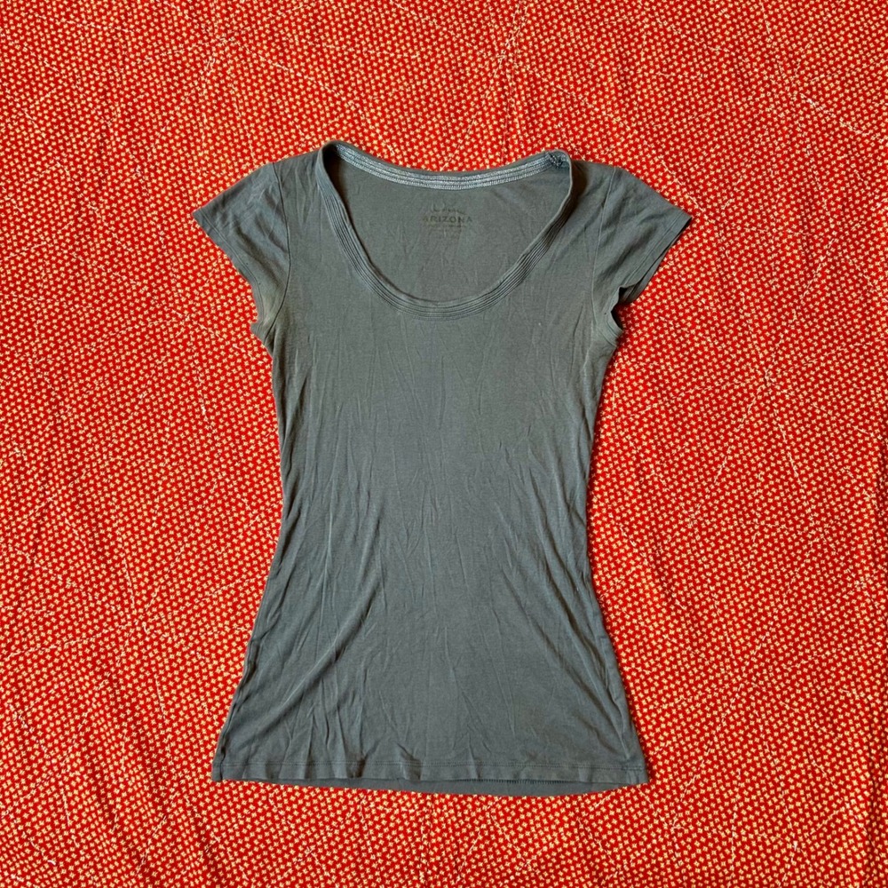 Arizona Jean Co Gray vintage 90s fitted baby tee T-Shirt Women Large L Slim Fit